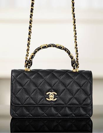 Chanel Clutch With Chain Grained Shiny Calfskin & Gold Tone Metal Black - 18.5x11x6cm