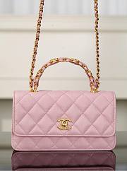 Chanel Clutch With Chain Grained Shiny Calfskin & Gold Tone Metal Light Pink - 18.5x11x6cm - 1