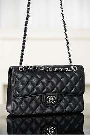 Chanel Classic Black Caviar Silver Hardware Bag - 14.5x23x6cm - 2