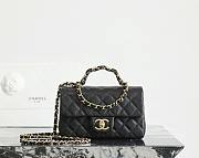 Chanel Mini Flap Bag with Top Handle Grained Shiny Calfskin & Gold Tone Metal Black - 19.5x12x6.5cm - 1