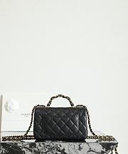 Chanel Mini Flap Bag with Top Handle Grained Shiny Calfskin & Gold Tone Metal Black - 19.5x12x6.5cm - 6