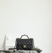 Chanel Mini Flap Bag with Top Handle Grained Shiny Calfskin & Gold Tone Metal Black - 19.5x12x6.5cm - 4