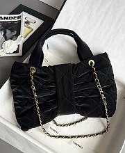 Chanel Bow Bag Velvet Effect Nylon & Gold Tone Metal Black - 38x29x5cm - 2