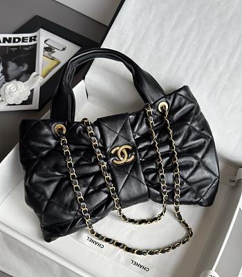 Chanel Bow Bag Shiny Lambskin & Gold Tone Metal Black - 38x29x5cm