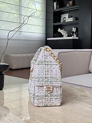 Chanel 25 Handbag Small Wool Tweed & Gold Tone Metal Ecru Khaki Gold & Red - 30x26x14cm - 4