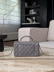 Chanel Mini Flap Top Handle Dark Gray Lambskin Light Gold Hardware - 12x20x6.5cm - 2