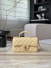 Chanel Mini Flap Top Handle Light Yellow Lambskin Light Gold Hardware - 12x20x6.5cm - 1