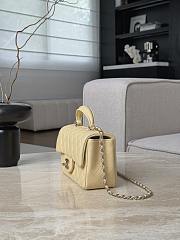 Chanel Mini Flap Top Handle Light Yellow Lambskin Light Gold Hardware - 12x20x6.5cm - 2