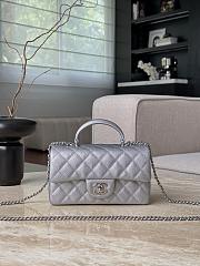Chanel Mini Flap Top Handle Silver Caviar Silver Hardware - 12x20x6.5cm - 1