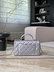 Chanel Mini Flap Top Handle Silver Caviar Silver Hardware - 12x20x6.5cm - 6