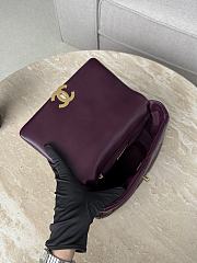 Chanel 19 Handbag Shiny Lambskin Gold Tone Silver Tone & Ruthenium Finish Metal Burgundy - 16x26x9cm - 6
