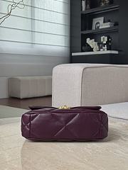 Chanel 19 Handbag Shiny Lambskin Gold Tone Silver Tone & Ruthenium Finish Metal Burgundy - 16x26x9cm - 5