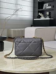 Chanel 19 Handbag Shiny Lambskin Gold Tone Silver Tone & Ruthenium Finish Metal Dark Gray - 16x26x9cm - 5