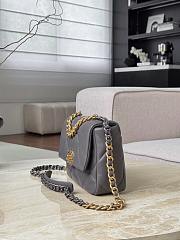 Chanel 19 Handbag Shiny Lambskin Gold Tone Silver Tone & Ruthenium Finish Metal Dark Gray - 16x26x9cm - 4