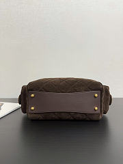 Chanel Small Bowling Bag Suede & Gold Metal Dark Brown - 24x15.5x11.5cm - 5
