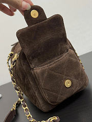 Chanel Small Bowling Bag Suede & Gold Metal Dark Brown - 24x15.5x11.5cm - 2