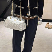 Chanel Small Bowling Bag Metallic Calfskin & Gold Tone Metal Silver - 24x15.5x11.5cm - 5