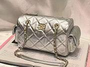 Chanel Small Bowling Bag Metallic Calfskin & Gold Tone Metal Silver - 24x15.5x11.5cm - 3