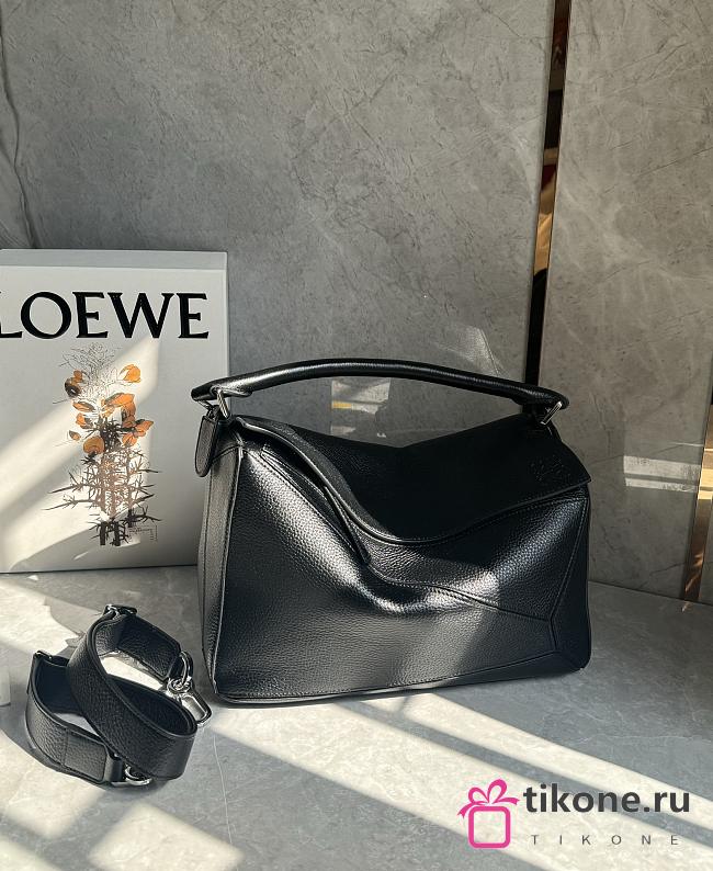 Loewe Large Puzzle Edge Bag In Grained Calfskin Black - 33x21.5x15cm - 1