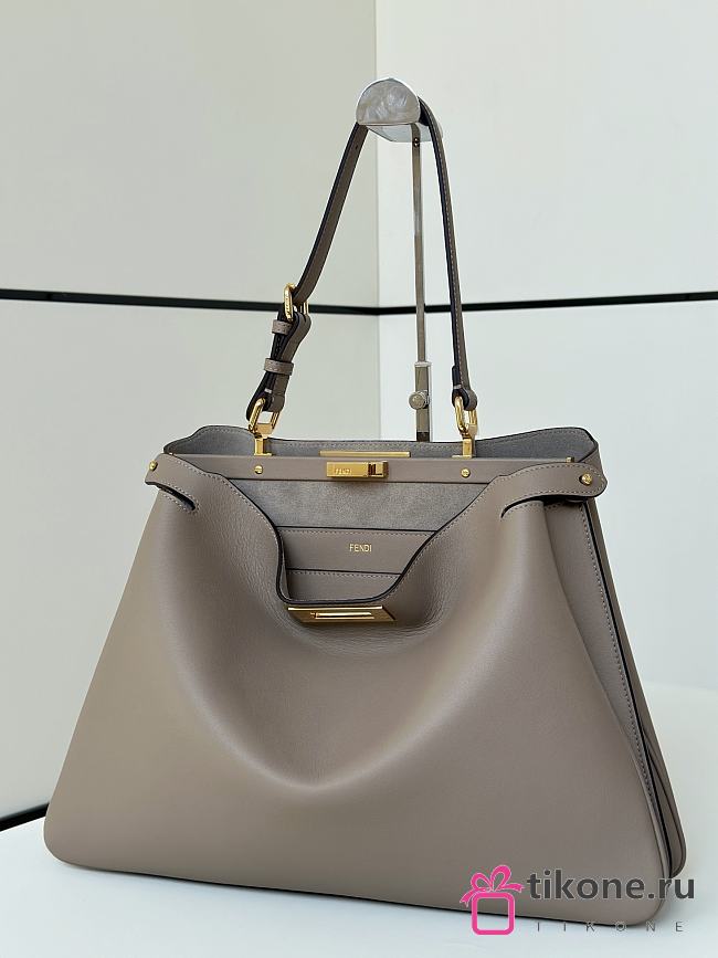 Fendi Peekaboo Soft Large Dove Grey Leather Bag - 40.5x28x13cm - 1