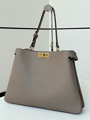 Fendi Peekaboo Soft Large Dove Grey Leather Bag - 40.5x28x13cm - 3