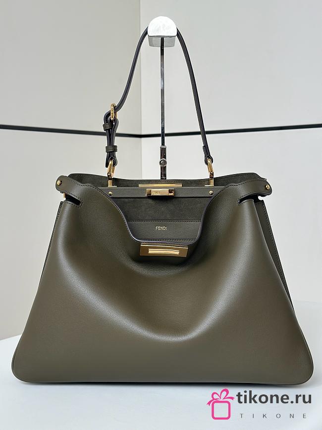 Fendi Peekaboo Soft Large Khaki Leather Bag - 40.5x28x13cm - 1