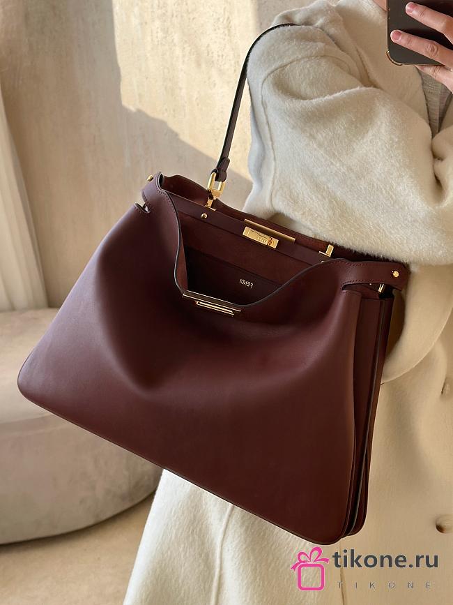 Fendi Peekaboo Soft Large Brown Leather Bag - 40.5x28x13cm - 1