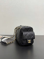 Chanel Small Bowling Bag Grained Shiny Calfskin & Gold Tone Metal Black - 24x15.5x11.5cm - 6