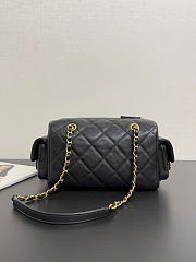 Chanel Small Bowling Bag Grained Shiny Calfskin & Gold Tone Metal Black - 24x15.5x11.5cm - 3