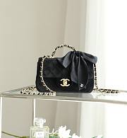 Chanel Mini Flap Bag with Top Handle Velvet Silk & Gold Tone Metal Black - 20x13x6cm - 1
