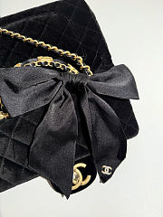 Chanel Mini Flap Bag with Top Handle Velvet Silk & Gold Tone Metal Black - 20x13x6cm - 4