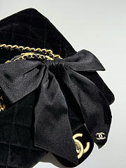 Chanel Mini Flap Bag with Top Handle Velvet Silk & Gold Tone Metal Black - 20x13x6cm - 3