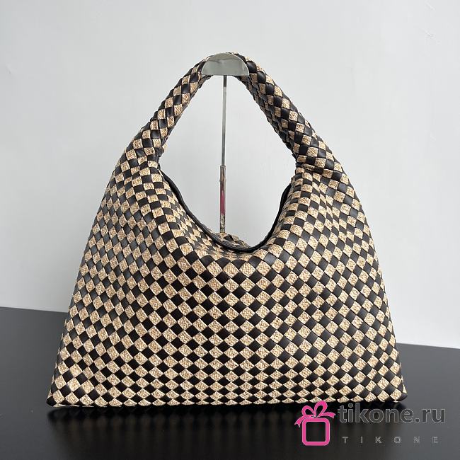 Bottega Veneta Large Hop Intrecciato Leather and Raffia Natural/ Fondant - 54x24x13cm - 1