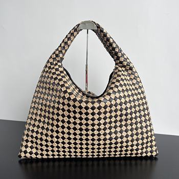 Bottega Veneta Large Hop Intrecciato Leather and Raffia Natural/ Fondant - 54x24x13cm