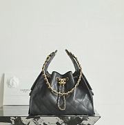 Chanel 25 Handbag Small Grained Calfskin Gold Tone Metal Dark Gray - 30x26x14cm - 1