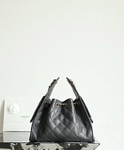 Chanel 25 Handbag Small Grained Calfskin Gold Tone Metal Dark Gray - 30x26x14cm - 3