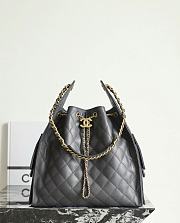 Chanel 25 Medium Handbag Grained Calfskin Gold Tone Metal Dark Gray - 40x30x15cm - 3