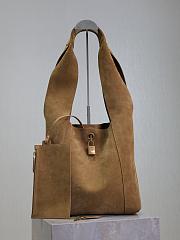 YSL Lock Suede Hobo Bag Brown - 27x27x8cm - 1
