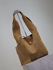 YSL Lock Suede Hobo Bag Brown - 27x27x8cm - 4