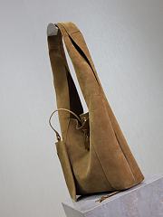 YSL Lock Suede Hobo Bag Brown - 27x27x8cm - 3