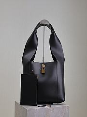 YSL Lock Leather Hobo Bag Black - 27x27x8cm - 1