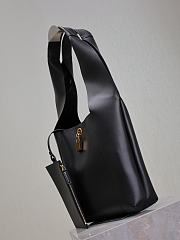 YSL Lock Leather Hobo Bag Black - 27x27x8cm - 5