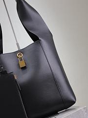 YSL Lock Leather Hobo Bag Black - 27x27x8cm - 4