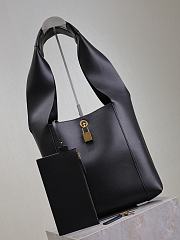 YSL Lock Leather Hobo Bag Black - 27x27x8cm - 2