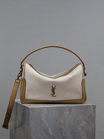 YSL Camera Supple Bag Crafted Canvas with Leather Trim - 28x15x9cm
