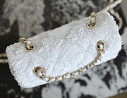 Chanel Flap Bag Quilted Sequins & Gold Tone Metal White - 21x14x8cm - 2