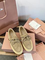 Miumiu Suede And Raffia Boat Shoes Ecru  - 6