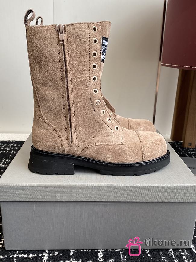 Balenciaga Truck Lace-up Boot Suede in Beige  - 1