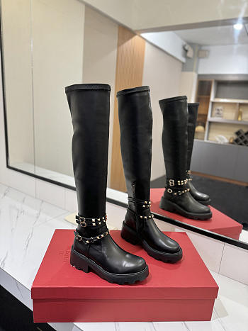 Valentino Thigh Boots Garavani Rockstud Black  