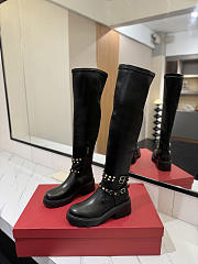 Valentino Thigh Boots Garavani Rockstud Black   - 4